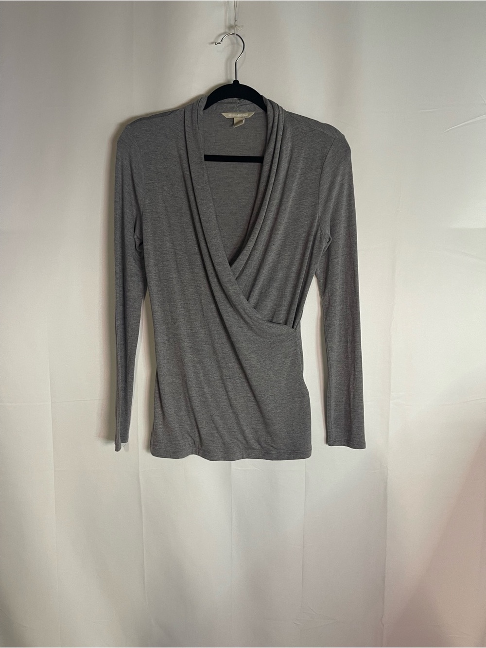 Banana Republic Gray Wrap-Style Long Sleeve Top